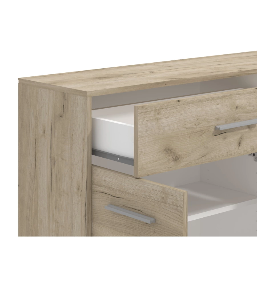 Credenza "girona" 3 ante e 1 cassetto quercia, 119x33x80,5 cm